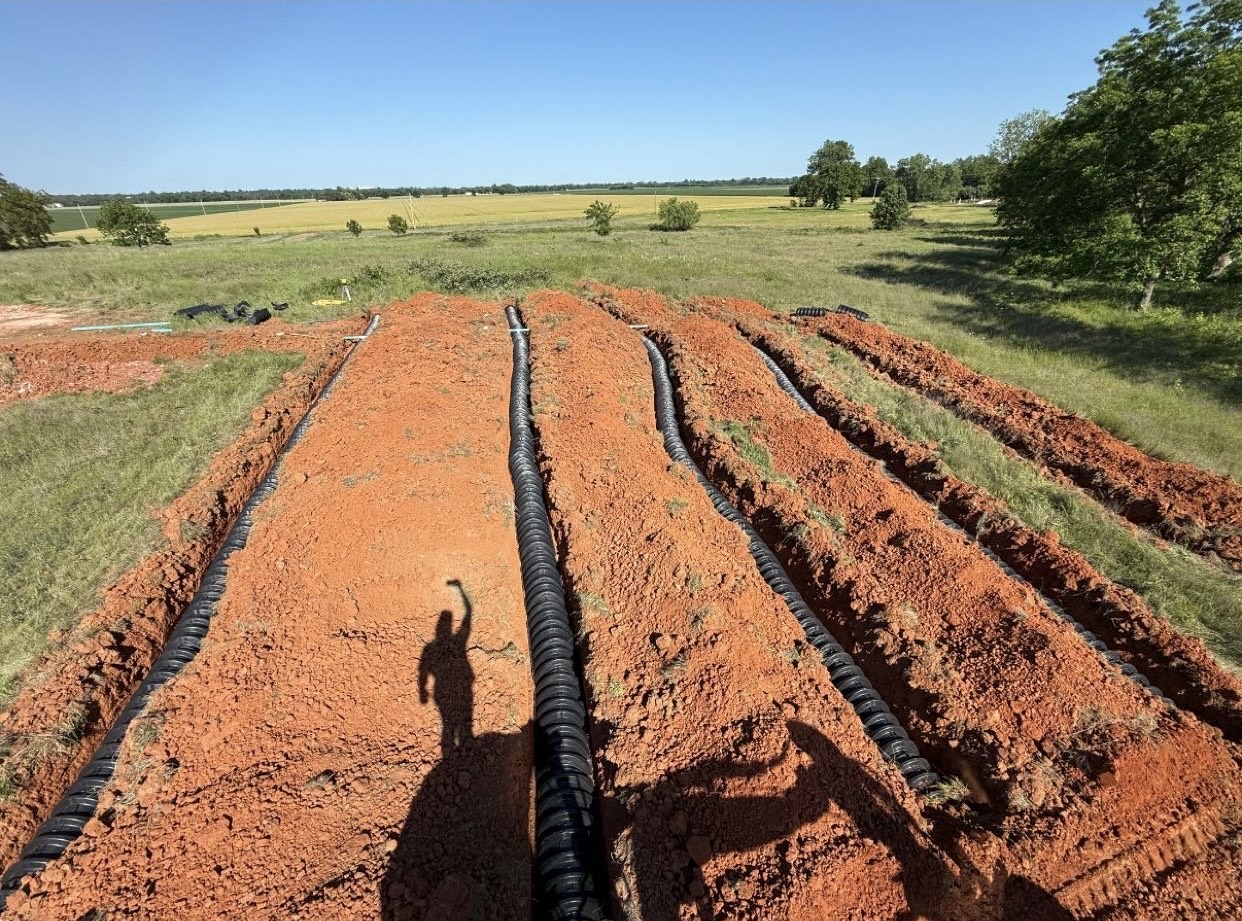 Freedom Septic drain field installation in Oklahoma